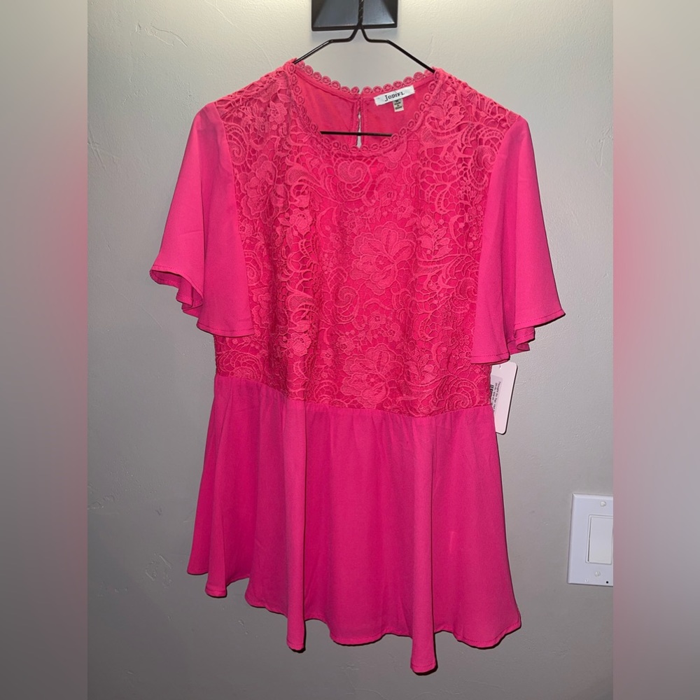 Pink floral lace top size medium